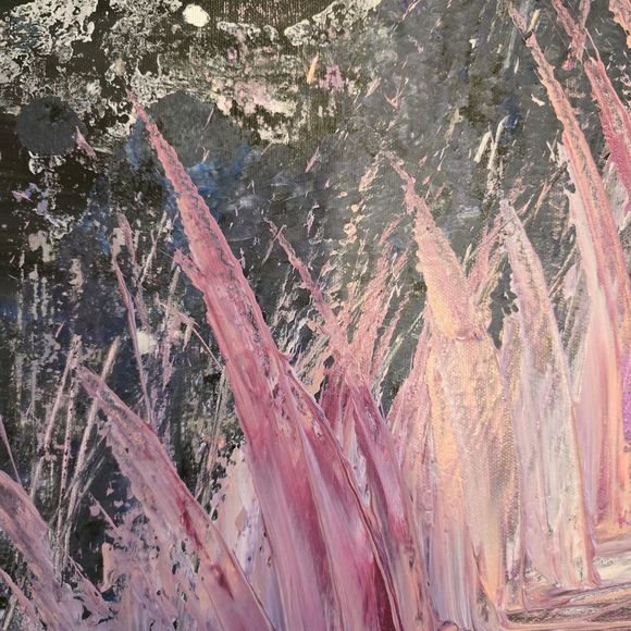 HANDCRAFTED Abstract Painting HANDPAINTED Wall Art Decor Pink Gray Purple Blue - Picture 5 of 17